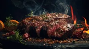 Steak auf einer Steinplatte